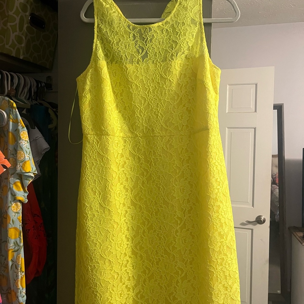 Elegant Yellow Lace Dress